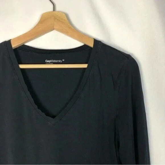 Gap Maternity Navy Blue Pure V-Neck Long Sleeve T-Shirt M - Picture 4 of 5